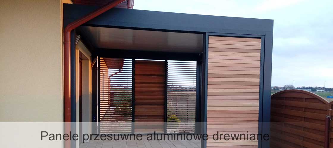 Panele przesuwne aluminiowe oraz drewniane top